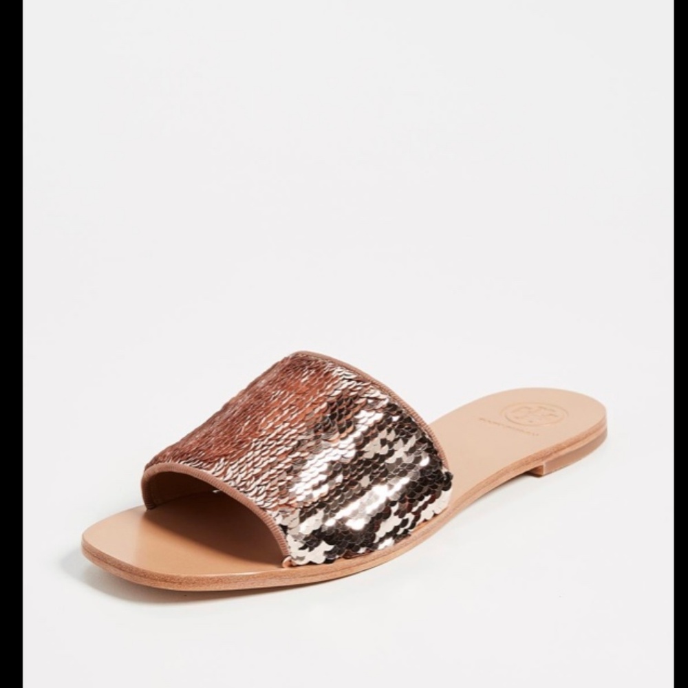 Tory Burch Carter Reversible Sequin Slide Sandals - Picture 1 of 8